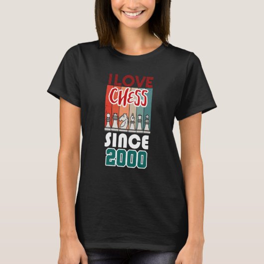 Ik hou van schaken sinds 2000 t-shirt (Voorkant)