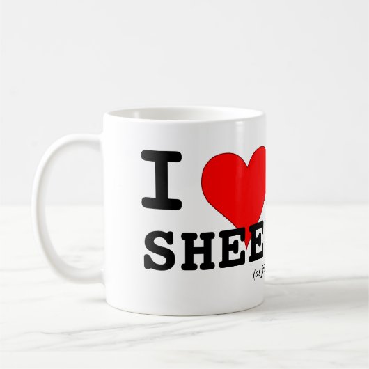 Ik hou van schapen (als vrienden) Groot Rode Hart  Koffiemok (Links)