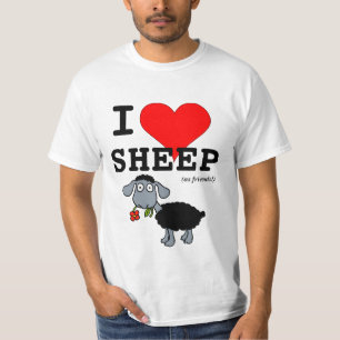 Ik hou van schapen (als vrienden) Groot Rode Hart T-shirt