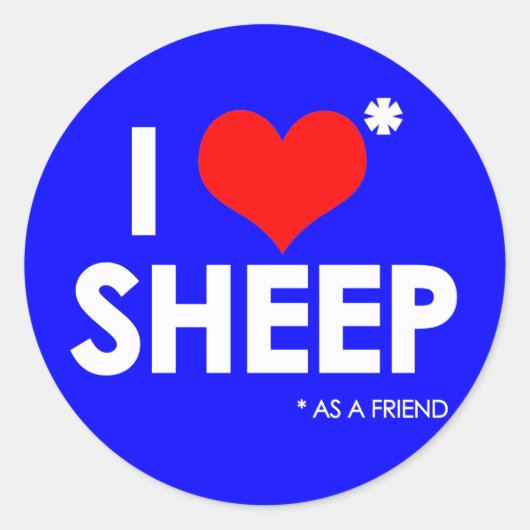Ik hou van * Schapen Ronde Sticker (Voorkant)