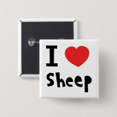 Ik hou van schapen vierkante button 5,1 cm (Voorkant /achterkant)