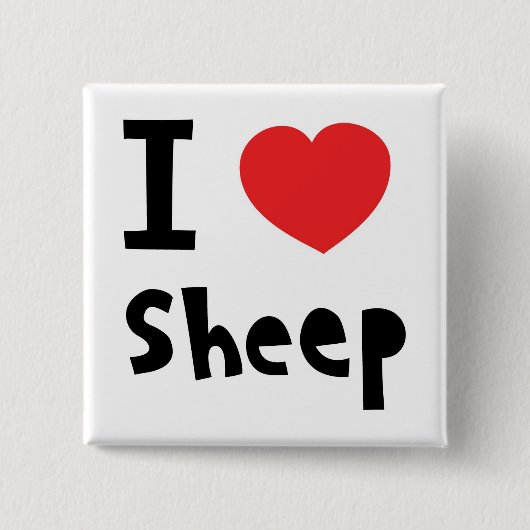 Ik hou van schapen vierkante button 5,1 cm (Voorkant)