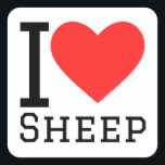 Ik hou van schapen vierkante sticker<br><div class="desc">Ik hou van schapen,  voor dierenrijk liefhebbers</div>