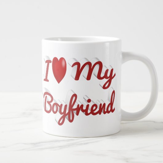 Ik hou van schattige rode tekst van mijn vriend grote koffiekop (Rechts)