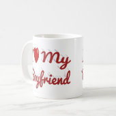 Ik hou van schattige rode tekst van mijn vriend koffiemok (Voorkant links)