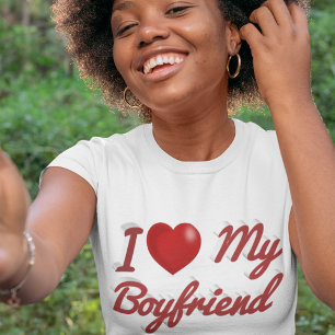 Ik hou van schattige rode tekst van mijn vriend t-shirt