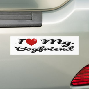 Ik hou van schattige zwarte tekst van mijn vriend bumpersticker