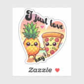 Ik hou van Schattigee pizza en ananas Sticker (Vel)
