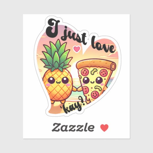 Ik hou van Schattigee pizza en ananas Sticker (Vel)