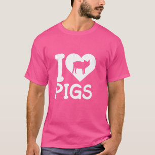 Ik hou van Schattigee Varkens Hart Piggy Piglet Lo T-shirt