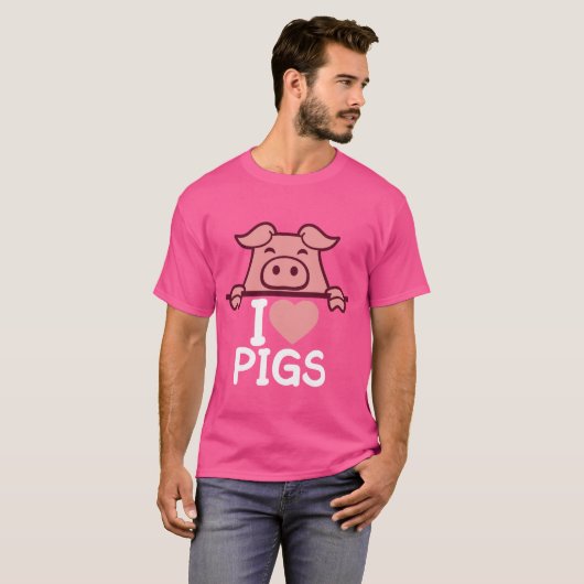 Ik hou van Schattigee Varkens Hart Piggy Piglet Lo T-shirt (Voorkant volledig)