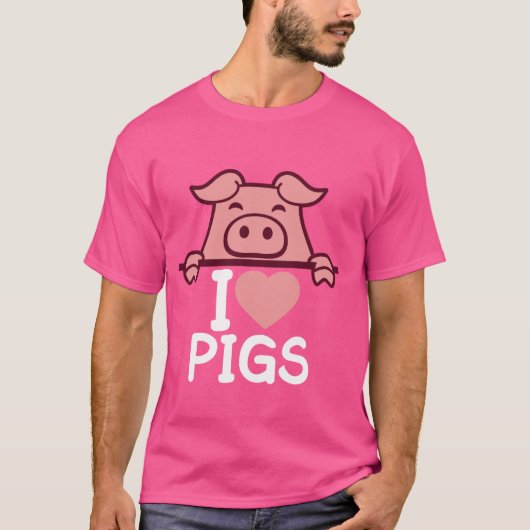 Ik hou van Schattigee Varkens Hart Piggy Piglet Lo T-shirt (Voorkant)