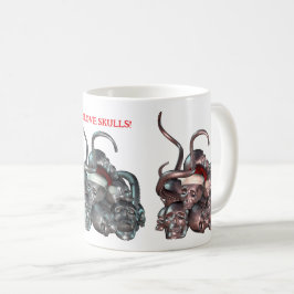 Ik hou van schedels! Schedelstapel en tentakels Koffiemok