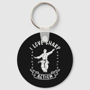 Ik hou van Scherpe Actie Martial Arts Karate Vecht Sleutelhanger