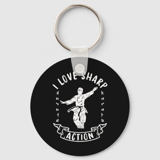 Ik hou van Scherpe Actie Martial Arts Karate Vecht Sleutelhanger (Voorkant)