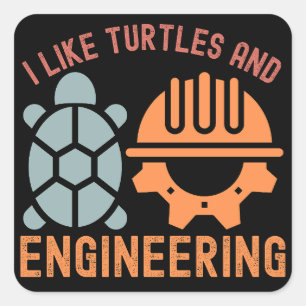Ik hou van schildpadden en techniek vierkante sticker