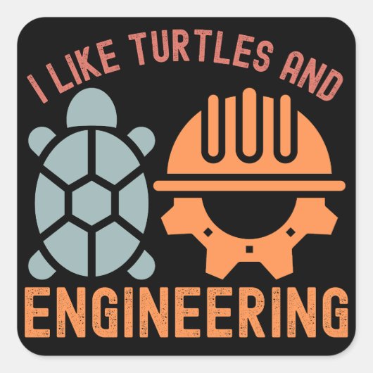 Ik hou van schildpadden en techniek vierkante sticker (Voorkant)