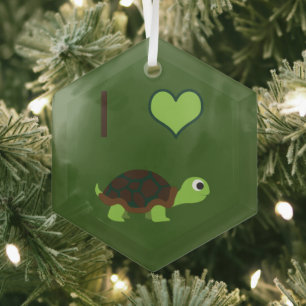Ik hou van schildpadden glas ornament