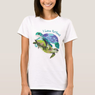 Ik hou van schildpadden met twee schildpadden t-shirt