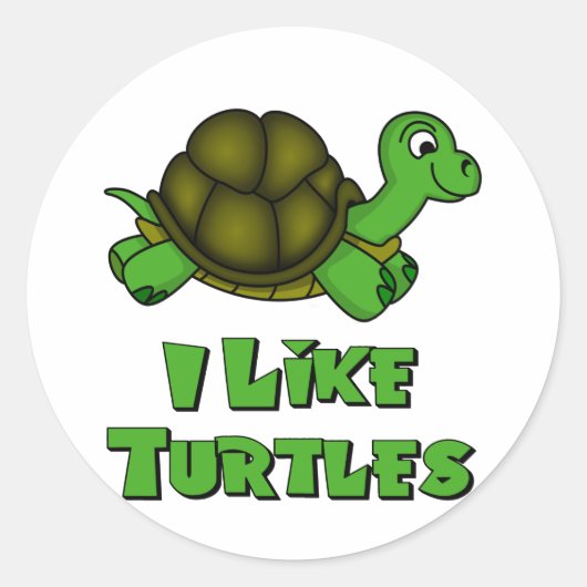 Ik hou van schildpadden ronde sticker (Voorkant)