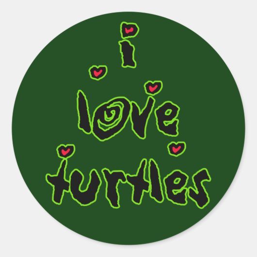 Ik hou van schildpadden ronde sticker (Voorkant)
