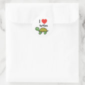 Ik hou van schildpadden ronde sticker (Tas)