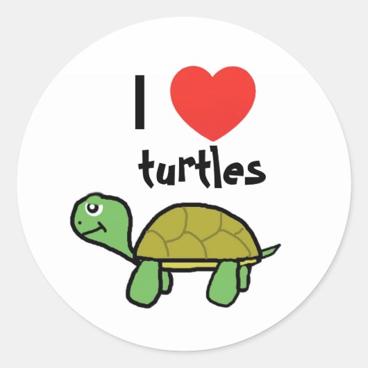 Ik hou van schildpadden ronde sticker (Voorkant)