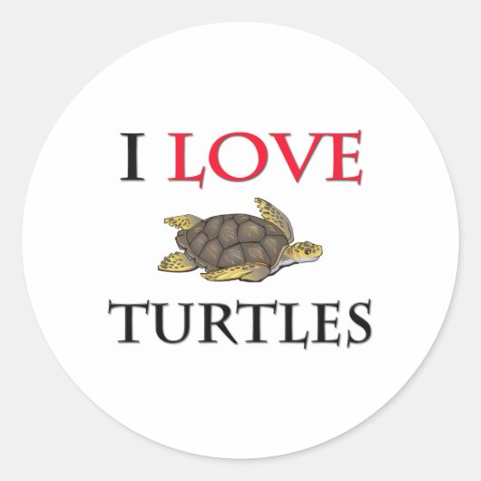 Ik hou van schildpadden ronde sticker (Voorkant)
