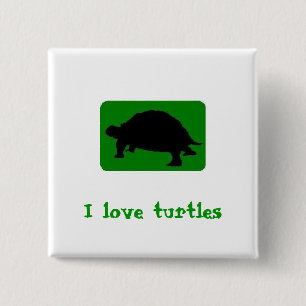 Ik hou van schildpadden vierkante button 5,1 cm