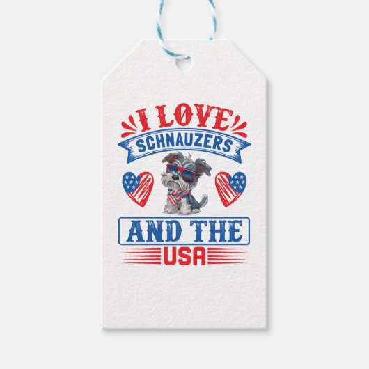 Ik hou van Schnauzers en de Verenigde Staten Cadeaulabel (Voorkant)