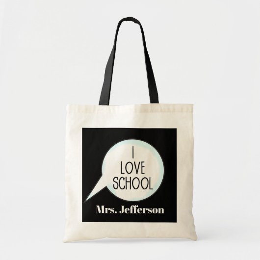 Ik hou van school spraak bubble naam toevoegen tas (Voorkant)