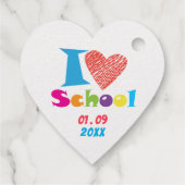 Ik hou van school. Terug naar school. Cartoon Afst Bedankjes Labels (Achterkant)