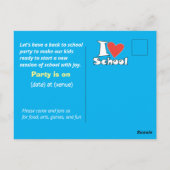 Ik hou van school. Terug naar school. Cartoon Afst Briefkaart (Achterkant)