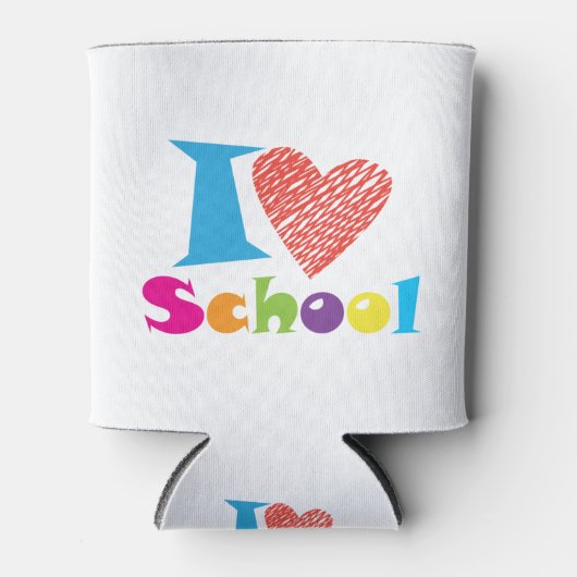 Ik hou van school. Terug naar school. Cartoon Cute Blikjeskoeler (Voorkant)