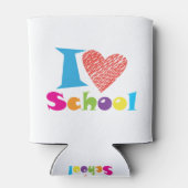 Ik hou van school. Terug naar school. Cartoon Cute Blikjeskoeler (Achterkant)