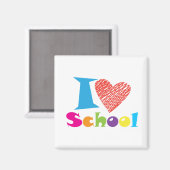 Ik hou van school. Terug naar school. Cartoon Cute Magneet (Voorkant / Achterkant)