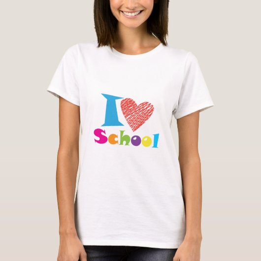 Ik hou van school. Terug naar school. Cartoon Cute T-shirt (Voorkant)