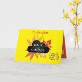 Ik hou van school. Terug naar school. Cartoon Kaart (Gele Bloem)