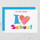 Ik hou van school. Terug naar school. Cartoon Kaart (Voorkant / Achterkant)