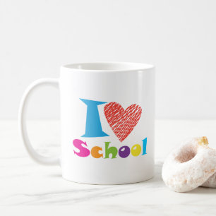 Ik hou van school. Terug naar school. Cartoon Koffiemok