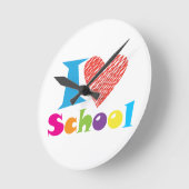 Ik hou van school. Terug naar school. Cartoon T-Sh Ronde Klok (Hoek)