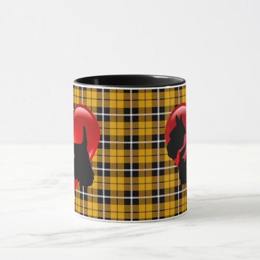 Ik hou van, Schotse Terrier, groot rood hart goud  Mok (Midden)