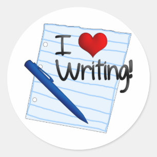 Ik hou van schrijven ronde sticker