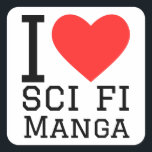 Ik hou van Sci Fi manga Vierkante Sticker<br><div class="desc">Ik hou van Sci Fi manga, voor cartoon liefhebbers</div>