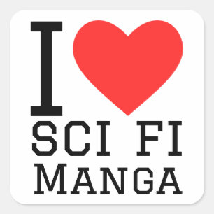 Ik hou van Sci Fi manga Vierkante Sticker