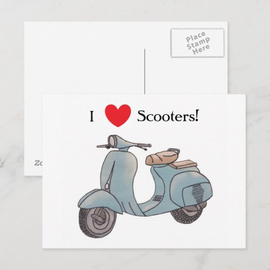 Ik hou van scooters! Briefkaart (Voorkant / Achterkant)