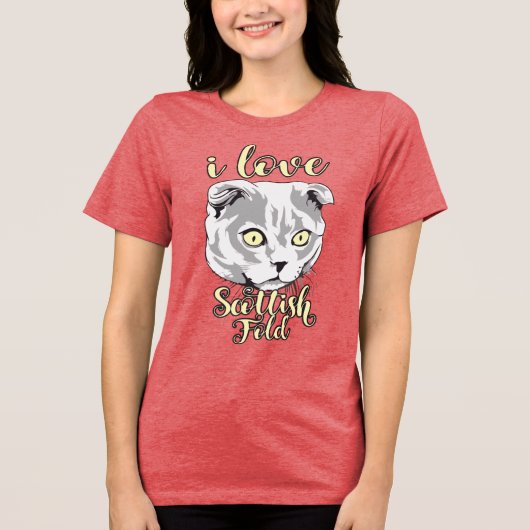 Ik hou van Scottish Fold Tri-Blend Shirt (Voorkant)