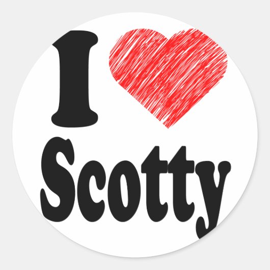 Ik hou van Scotty Heart Art Ronde Sticker (Voorkant)