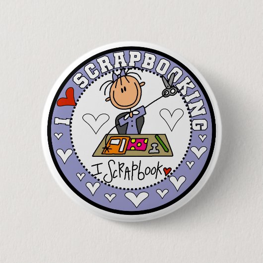 Ik hou van scrapbooking ronde button 5,7 cm (Voorkant)