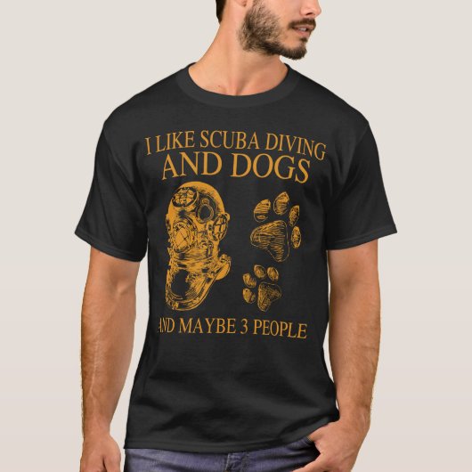 Ik hou van scubaduiken en honden en misschien 3 me t-shirt (Voorkant)